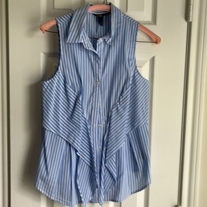 100% cotton blue and white top.
